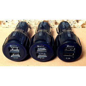 3 X Dual LED Port Car Charger Cell Phone Charging Adaptor Wholesale New Black